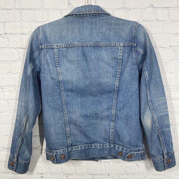 Madewell Jean Trucker Jacket Small Denim Medium Wash Flap Pockets Western - Picture 3 of 14